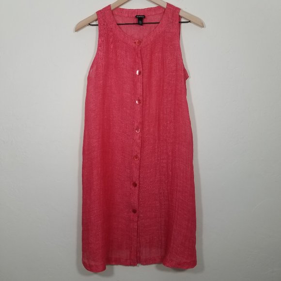 Eileen Fisher Dresses & Skirts - Eileen Fisher 100% Linen Button Down Sleeveless Dress Size S